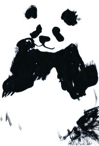 筆と墨汁で描いたパンダです